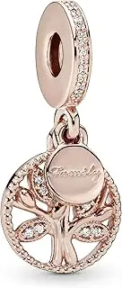 [PANDORA] Moments Women's 14k Rose Gold-Plated Family Heritage Cubic Zirconia Dangle Charm for Bracelet
