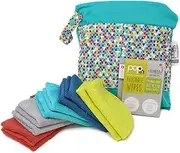 Close Popin Reusable Bamboo Wipes 10 x Washable Baby Wipes 20x15cm Colours Extra Soft Reusable for Baby's Hands Face, Bright