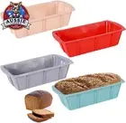 Set of 4 Silicone Bread Loaf Pan Non-Stick Rectangular Baking Mold Tins Reusable