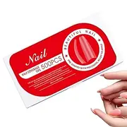 Acrylic False Nails Tips Kit,Nail False Long Soft Gel Press onto 500x Tips - Pre-Buff Break Resistant Acrylic Artificial Fake Manicure Half Cover with Box for Salons, Home Manicure