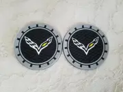 UNIVERSAL COASTERS 2PC 2.75" SILICONE CAR AUTO CUP HOLDER INSERT (FIT: CORVETTE)