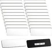 Breling 100 Pieces Name Tags with Pins 1 x 3 Inches Blank Name Tags Reusable ID Badge Holders with Clip for Office Workers Students Employee Custom(White)