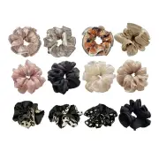 Oversize Large Scrunchies Silk Satin Elastic Hair Hair Bands Rope Tie Ponytail - Black