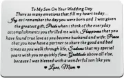 Son Wedding Gifts from Mom Wallet Insert Card for Son on His Wedding Day to My S