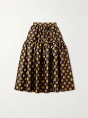 [La DoubleJ] La DoubleJ - Oscar Tiered Metallic Jacquard Skirt - Black - x small x small Black