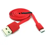 MicroUSB 6ft USB Cable Charger Cord Power Wire Sync Flat Red for Cell Phones