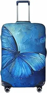 [CADREWY] Blue Butterfly Print Travel Suitcase Cover Luggage Protector with Elastic Anti Scratch for Carry On, Black, X-Large