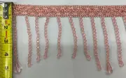 5” Beaded Trim Fringe W/ Gimp Top Sold By The Yard - Pink
