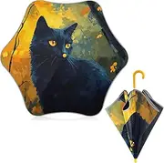 [ODAWA] Black Cat Kid Umbrellas J Handle Golf Stick Umbrella for Kid Girls and Boys