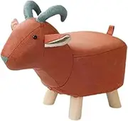 Animal Footstool Foot Rest Solid Wood Support Stool Cartoon Shoe Changing Stool Upholstered Ottoman for Nursery Furniture, Sheep