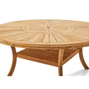 Solomon 1.8m Round Teak Timber Outdoor Dining Table with Lazy Susan - Outdoor Teak Tables