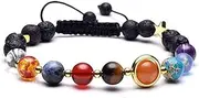 [Reizteko] Solar System Bracelet Universe Galaxy The Nine Planets Natural Lava Rock Beads Essentional Oil Diffuser Bracelet (Sun & Star)