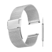 Mesh Watch Bands for Men,Metal Mesh Watch Strap with Tools(24mm, Silver)