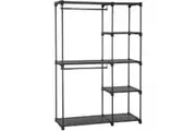 Foldable Wardrobe with Clothes Rails and Open Storage ,Black