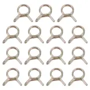 15Pcs Double Wire Spring Hose Clamps, 7mm Tube Clips, Color Zinc