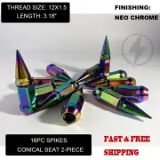 PIONEER 500/700/1000 NEO CHROME 12 X 1.5 16PC 3.18'' 2-PC SPIKE TAPERED LUG NUT