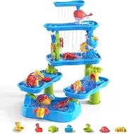 Skirfy Kids Water Table for Toddlers 1-3 3-5,5-Tier Outdoor Water Play Sensory Tables Toys,Summer Outside Backyard Beach in Showers Splash for Kids Age 4-8