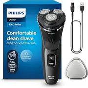 [Philips] Shaver for Men Series 3000 Rechargeable Wet/Dry Mens Electric Shavers Electric Razor for Men- Modern Steel Metallic