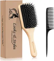 Hair Brush, Sosoon Boar Bristle Paddle Hairbrush for Long Short Thick Thin Cu...