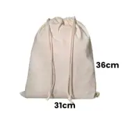 Calico Drawstring Bag Natural Size 11- 36cmx31cm