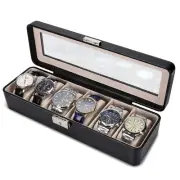 Watch-Box Organizer for Men and Women Watch-Case Holder 6-Slot Watch Box Pu-L...