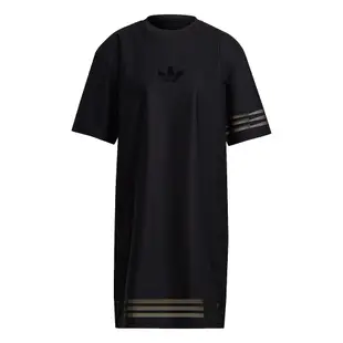 Adidas BELLISTA 女 短袖 洋裝 休閒 連身裙 透視感 黑【運動世界】GN3249