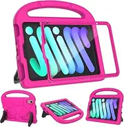 Kricsertg 2021 Newest iPad Mini 6 Tablet Case for Kids (6th Generation), Lightweight Shockproof Kid-Proof Cover Built-in Screen Protector with Handle Stand for New iPad Mini 6th Gen 8.3 Inch - Pink