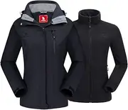CAMEL CROWN Women's Ski Jacket Waterproof 3 in 1 Winter Jacket Windproof Warm Fleece Hooded Snowboard Mountain Snow Coat