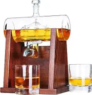 Luxury Whiskey Decanter Gift Set with Two Heavy-Base Glasses – 2 Year Guarantee