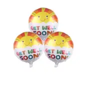 Get Well Soon Sun Mylar Balloon Set – 3 Pack Cheerful Bright Get Well Balloons