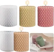 2 PCS Bubble Candle Mould Silicone, Pillar Candle Moulds for Candle Making Epoxy Resin Moulds Cylinder Candle Molds for Making 3D Candles Soap Aromatherapy DIY Crafts Ornaments