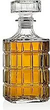 Liquor Bottle Decanter, Lead-Free Crystal Decanter, Whiskey Decanter with Airtight Glass Stoppern, Whiskey Vodka Bourbon Alcohol Decanter for Home, Bar, Gift, Party Decor (Grid/800ml)