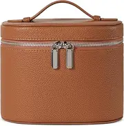 honitty Makeup Bag, Travel Make Up Bags with Compartments and Handle, Portable Cosmetic Organizer Case, brown