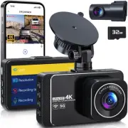 Dash Cam, 4K Ultra HD Front Camera+2K Rear Cameras, 5G WiFi - Fastest Downloa...