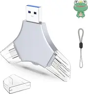 USB 3.0 Flash Drive 64gb for iPhone, 3in1 External Memory Picture Keeper Storage Stick for Photo/Video/Data Saver/Backup, V7.93High Speed Thumb Drives for iPhone/iPad/Android/PC - Off-White