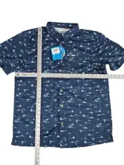 Columbia PFG Super Slack Tide Short Sleeve Shirt Size Large Blue Bird Print