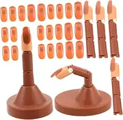 COMPUKAS 1set Adjustable Nail Training Hand Model with Flexible Fingers for Realistic Manicure Practice Detachable Stand Included for Beginners and Professionals
