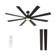62 Inch Large Ceiling Fans with Lights and Remote - Wood/Matte Black Ceiling ...