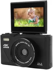 Gernie 4K Digital Camera For Photography, Anti Shake Autofocus 64Mp Vlogging Camera With 3 Inch Flip Screen, 18X Digital Zoom 4K Video Compact Travel Camera For Travel Photography Black