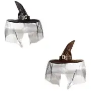 Halloween Witch Hat for Adult Veil Wizard Hat Kids Roleplay Costume Pointed Hat