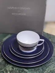 Wedgwood Jasper Conran Navy Fringe 5 Pc Place Setting, BRAND NEW W. BOX