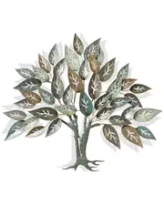 StyleCraft Lilian Earthy Leaflets Metal Tree Wall Sculpture