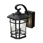 KODA Outdoor Sconces LED Wall Aluminum Lantern Hardwired Black w/ Power Outlet