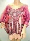 Live and Let Live One World Womens Size M L Boho Mauve Chiffon Tunic Top Blouse