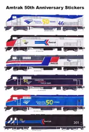 Amtrak 50th Anniversary Locomotives 6 individual Stickers Andy Fletcher
