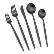 Matte Black Silverware Set, Vanys 30 Piece Stainless Steel Cutlery Flatware S...