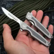 Titanium + Carbon Fiber Pocket Utility Folding Knife Scalpel Blade EDC Keychain