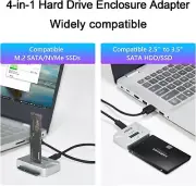 M.2 SATA/NVMe To USB Docking Hard Drive Reader Adapter External SSD Enclosure