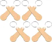 DIYEAH 8Pcs Bamboo Shopping Trolley Tokens Key Ring Tokens for Supermarket Grocery Carts Practical Keychain for Access Everyday Use