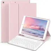 Aoub Keyboard Case for iPad 9th Generation 2021/8th Gen 2020/7th Gen 2019 10.2 Inch, Detachable Wireless Bluetooth Keyboard, Stand Folio Keyboard Cover with Pencil Holder, Auto Sleep/Wake, (Pink)